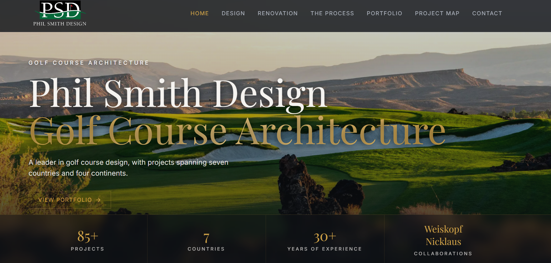 Phil Smith Golf Design website home page redesign